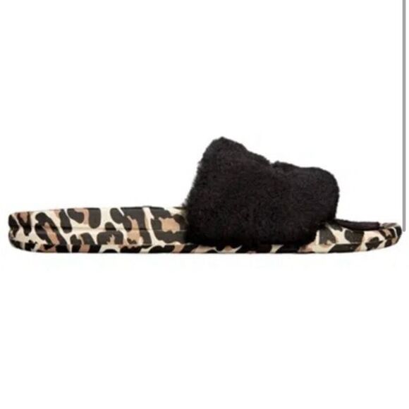 APL Women’s Shearling Slide Sandal in Black/Leopard. 🖤🤎 Size 7. NIB! - Picture 1 of 16